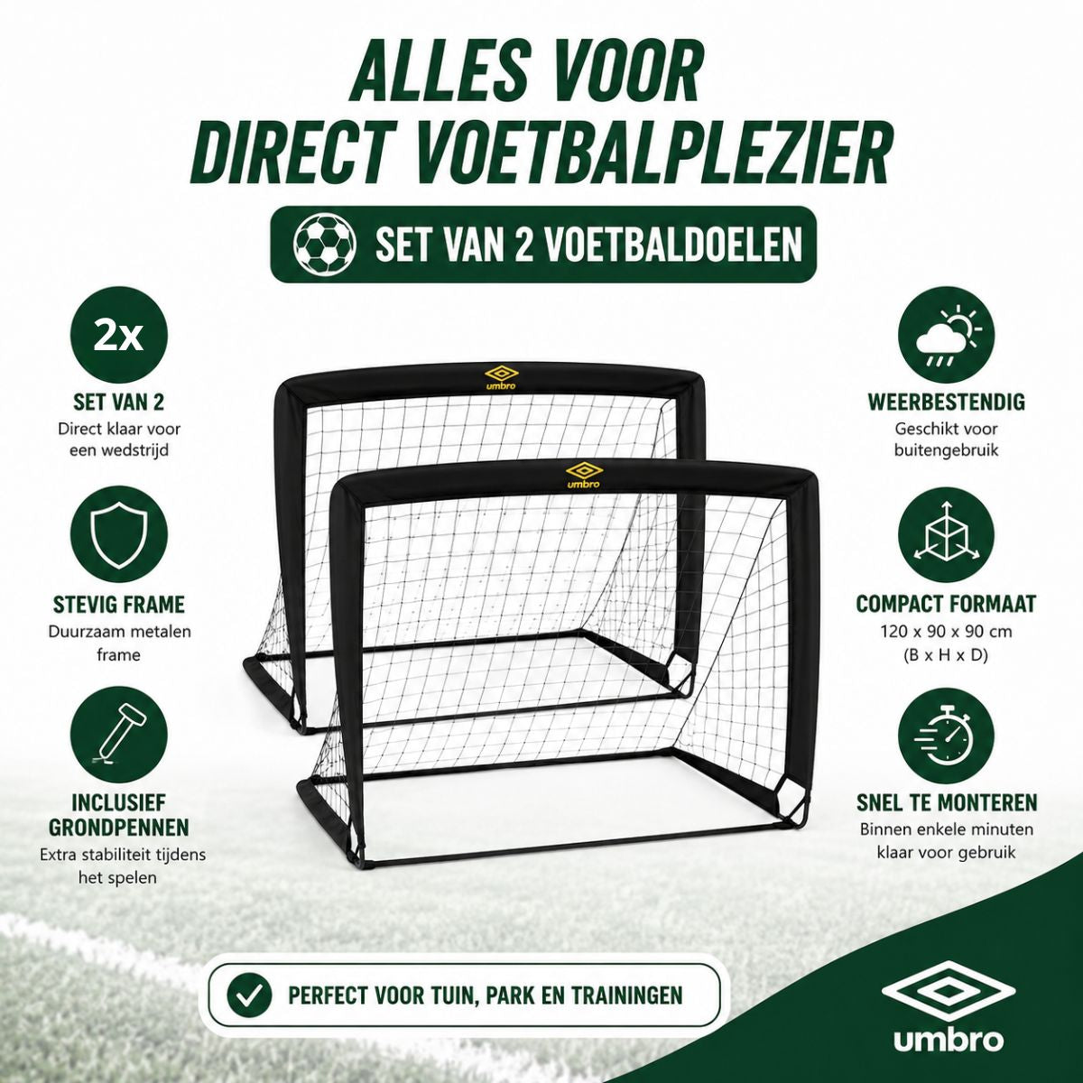 Umbro Pop-Up Voetbaldoel Set van 2 120x90x90cm