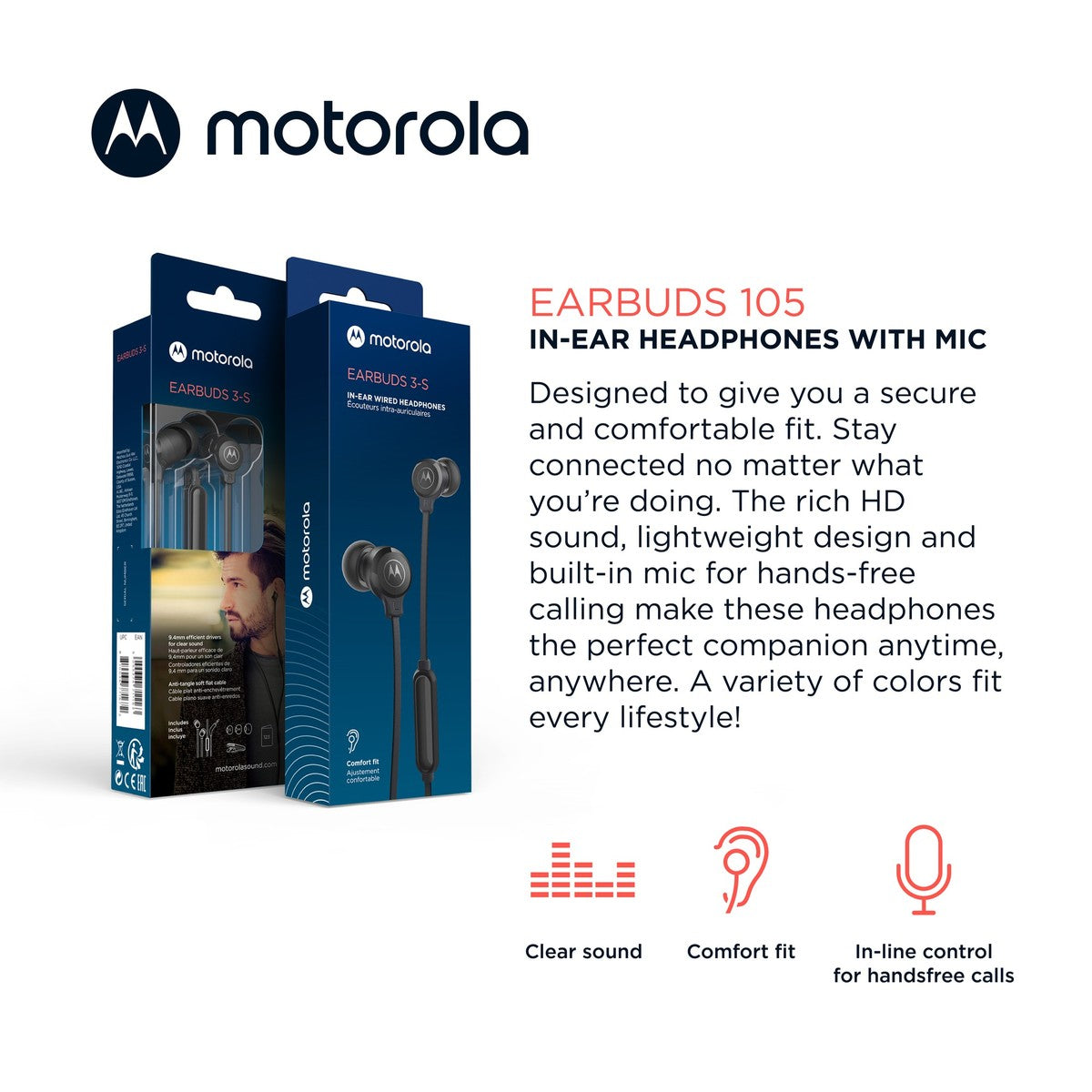 Motorola Sound Oordopjes met Draad 105 - maximondo