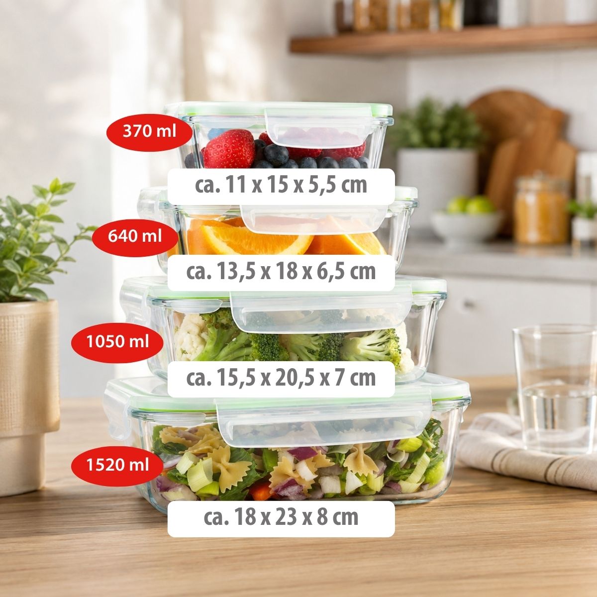 alpina Vershoudbakjes 8-delig Glas - maximondo