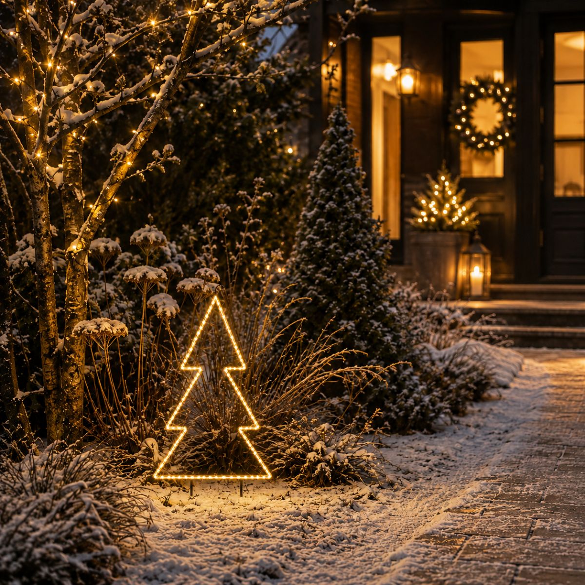 Luca Lighting Garden d light neon tuinsteker boom zwart warm wit connectable IP44 8FC timer - l72xh100cm