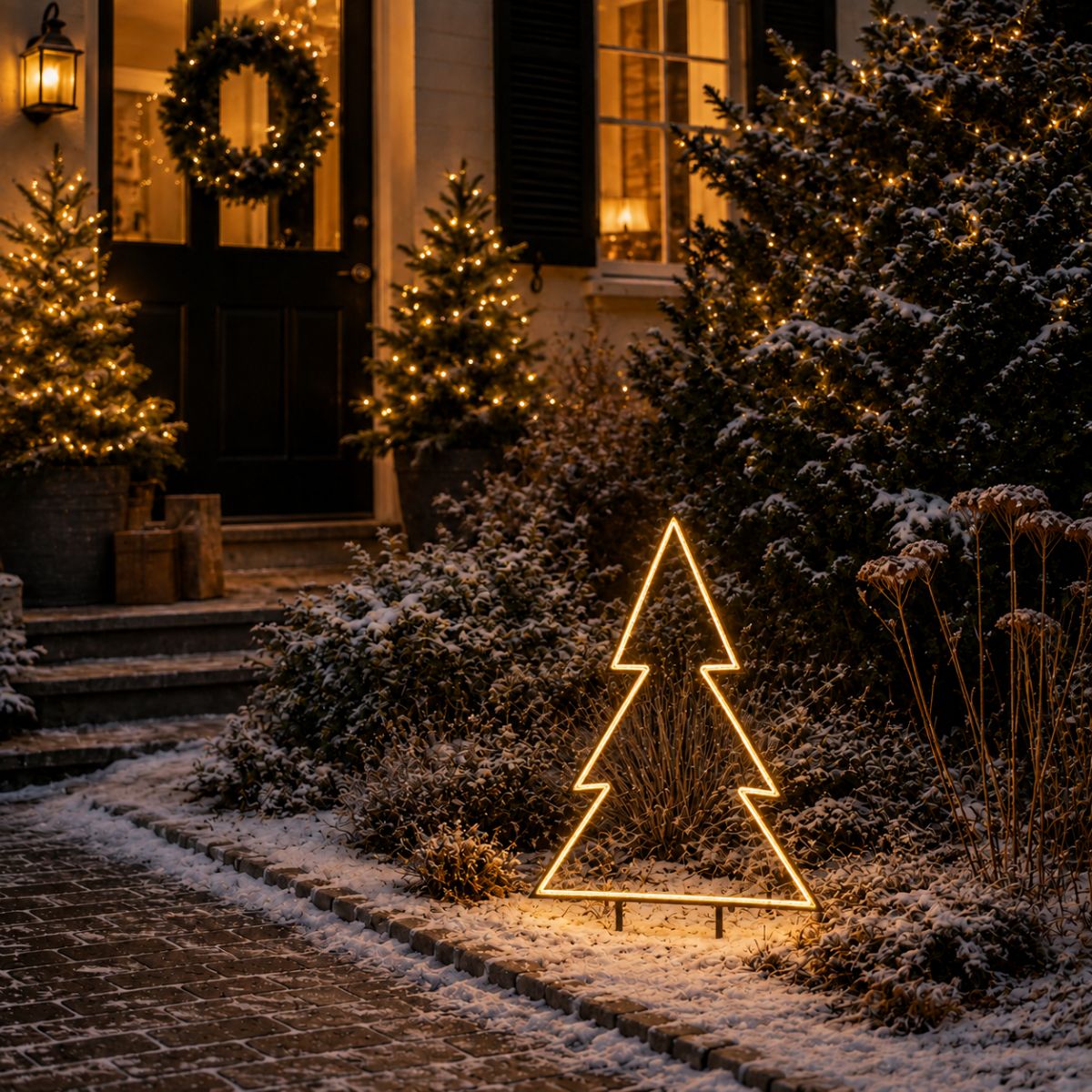 Luca Lighting Garden d light neon tuinsteker boom zwart warm wit connectable IP44 8FC timer - l72xh100cm