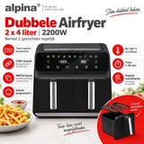 alpina Dubbele Airfryer XXL 8L Heteluchtfriteuse