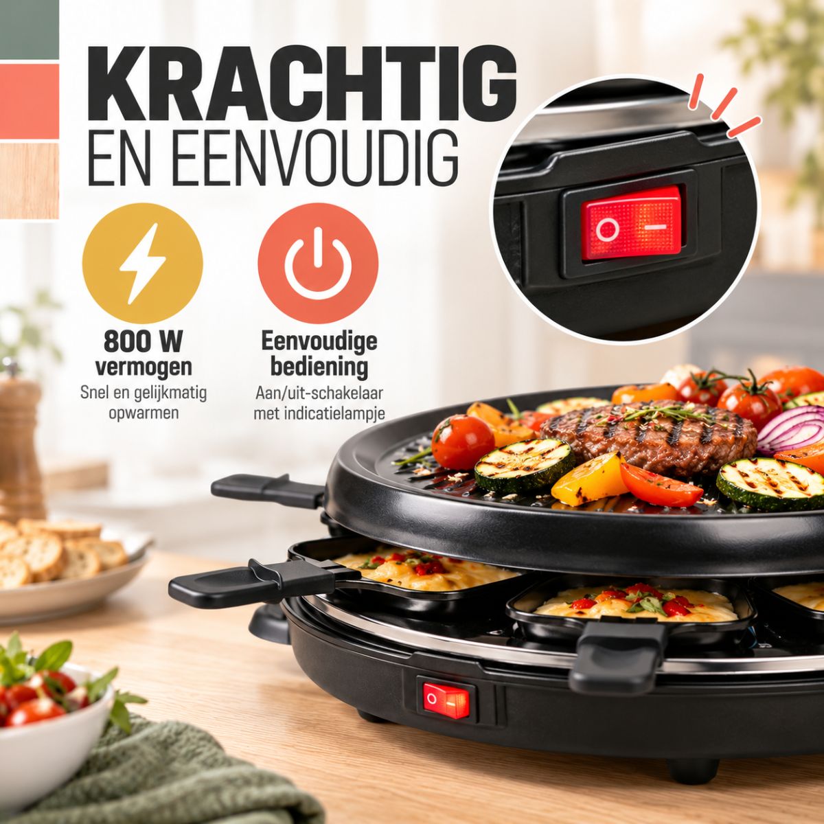 alpina Raclette-Grill 800W Met Afneembare Grillplaat